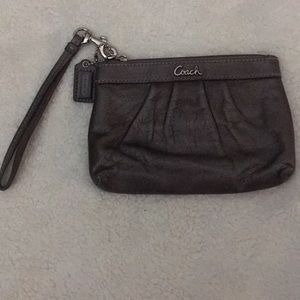 Gray leather Coach Wristlet